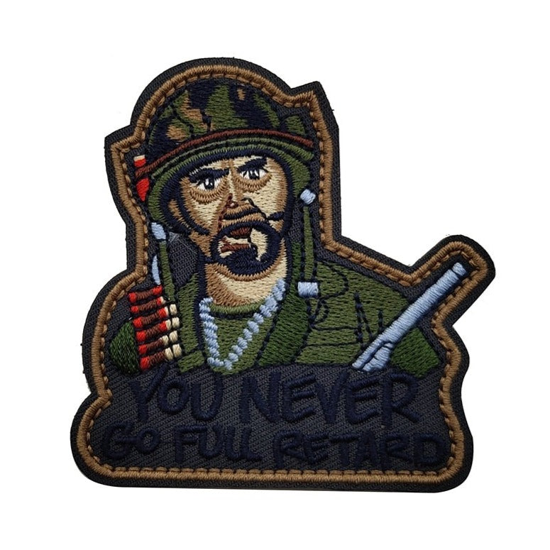 tropic-thunder-kirk-you-never-go-full-retard-embroidered-velcro-patch