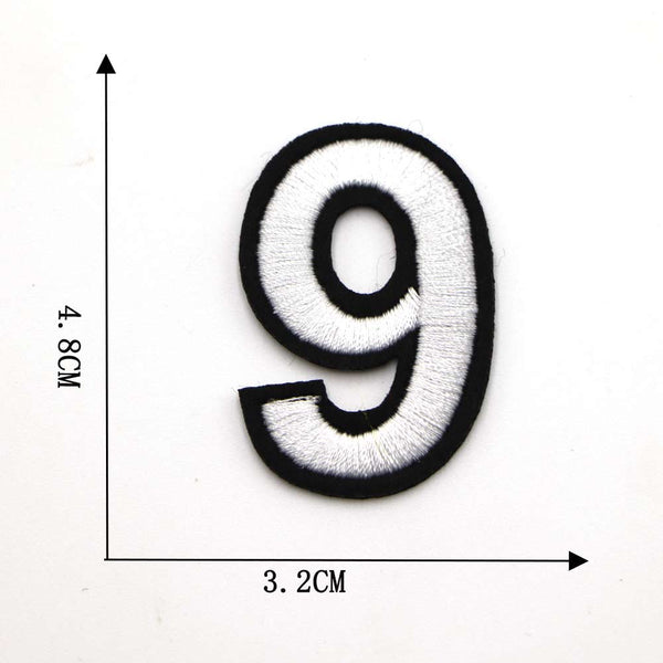 Black and White Number 'Nine' Embroidered Patch