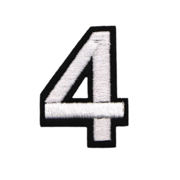 Black and White Number 'Four' Embroidered Patch