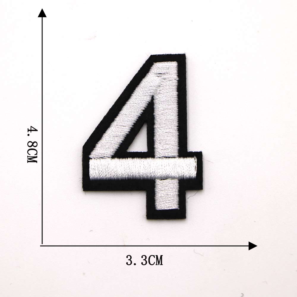 Black and White Number 'Four' Embroidered Patch
