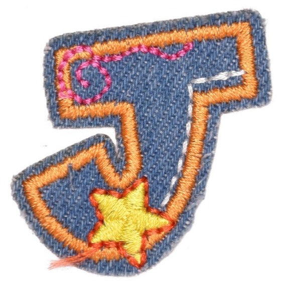 Letter J 'Denim Letter' Embroidered Patch