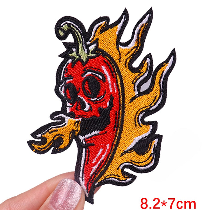 Halloween 'Ghost Chili Pepper | Flaming' Embroidered Patch