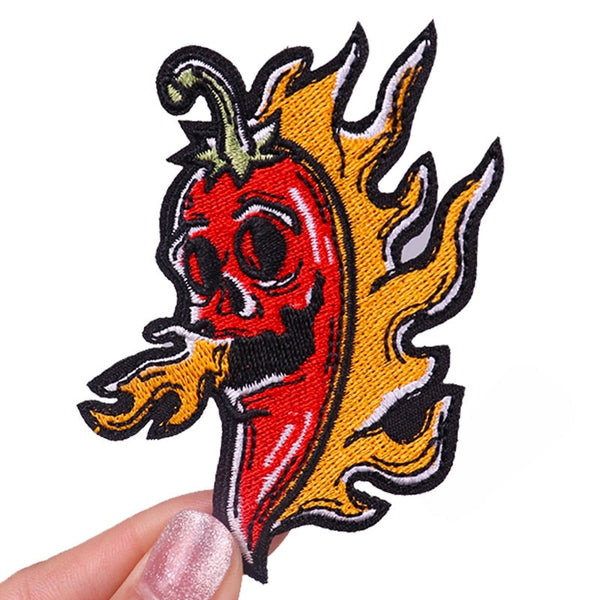 Halloween 'Ghost Chili Pepper | Flaming' Embroidered Patch