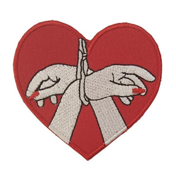 Red Heart 3" 'Handcuffed Hands' Embroidered Patch Set