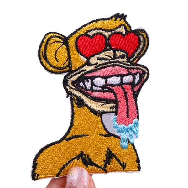 Monkey 'In Love And Drooling' Embroidered Patch