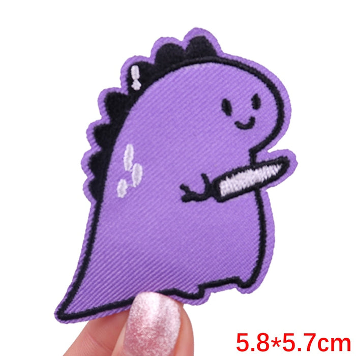 Cute 'Purple Dinosaur | Knife' Embroidered Patch