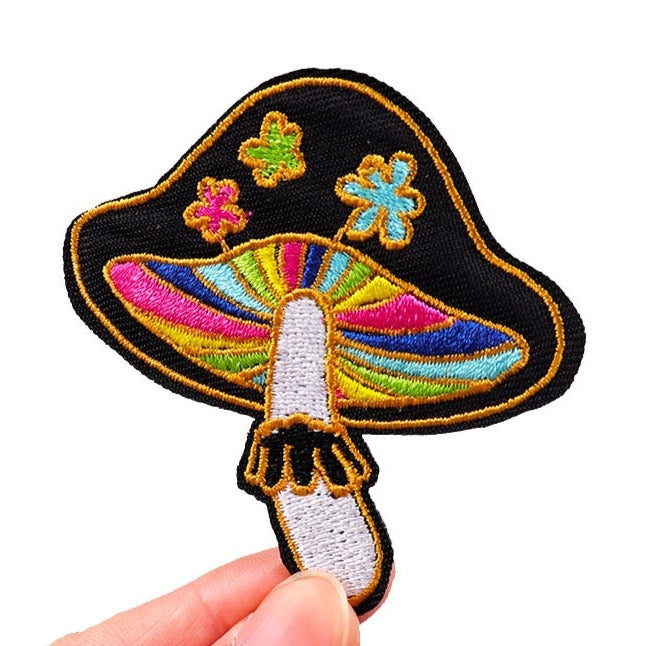 Colorful Mushroom 'Flowers' Embroidered Patch