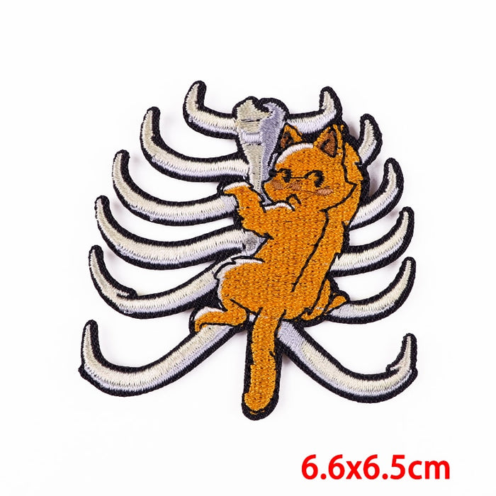 Cool 'Cat In Rib Cage | Climbing' Embroidered Patch