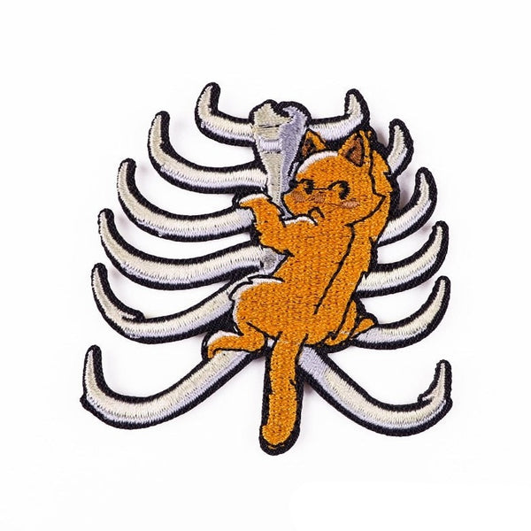 Cool 'Cat In Rib Cage | Climbing' Embroidered Patch