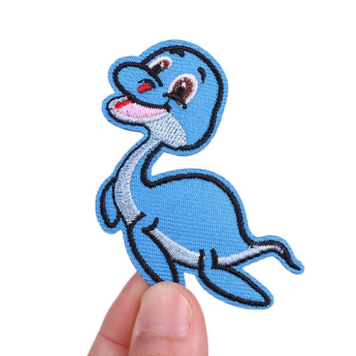Cute 'Sea Dinosaur | Blue' Embroidered Patch