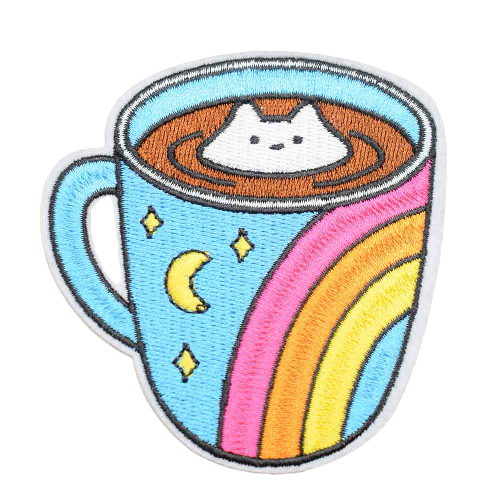 Coffee Cat 'Colorful Mug' Embroidered Patch