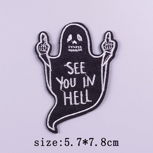 Black Ghost 'See You In H*** | F**k U' Embroidered Velcro Patch