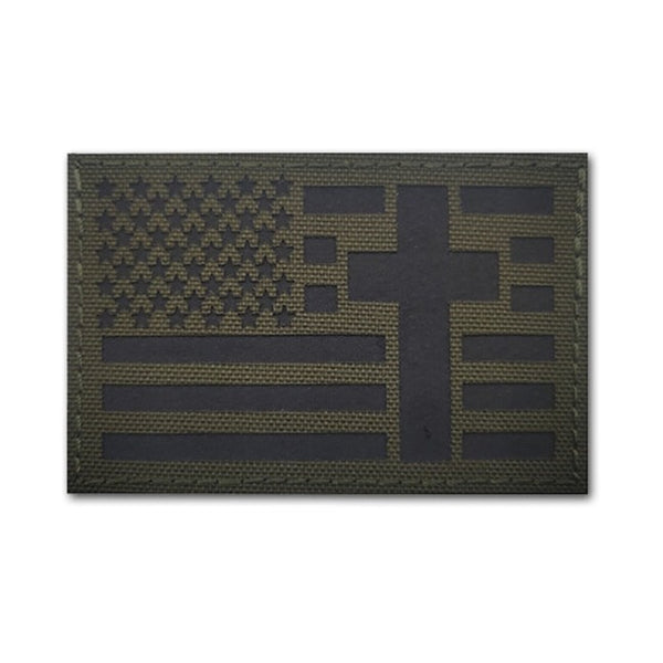 American Flag 'Cross' Embroidered Velcro Patch