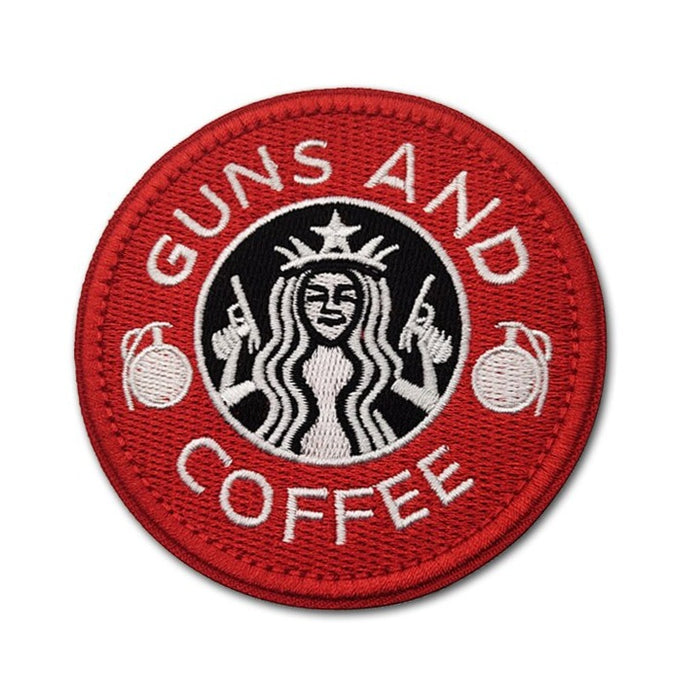 'Guns and Coffee | Grenade | 4.0' Embroidered Velcro Patch