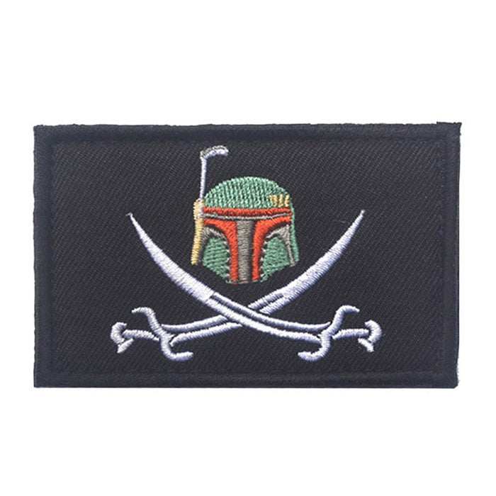 Star Wars 'Boba Fett Helmet | Pirate Cross Swords' Embroidered Velcro Patch