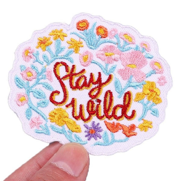 Cute 'Stay Wild | Floral' Embroidered Patch