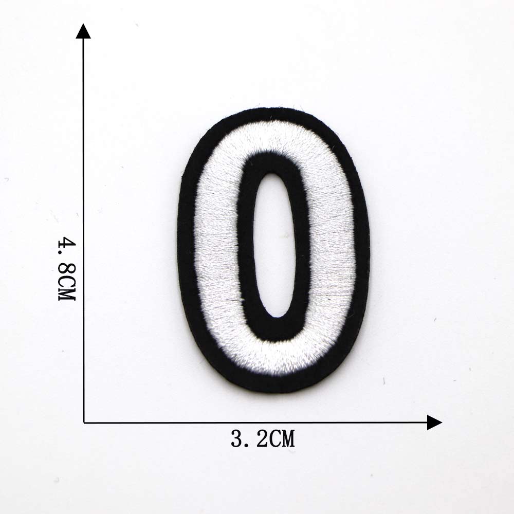 Black and White Number 'Zero' Embroidered Patch