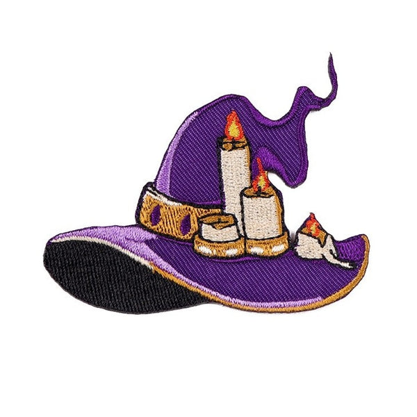 Halloween 'Witch Hat and Candles' Embroidered Patch