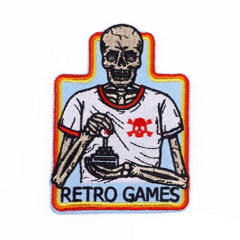 Skull 'Retro Games | Playing' Embroidered Patch