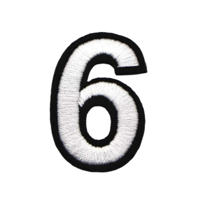 Black and White Number 'Six' Embroidered Patch