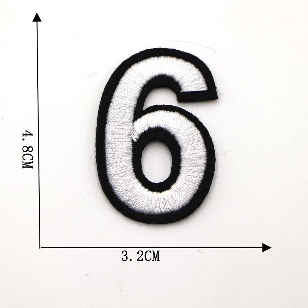 Black and White Number 'Six' Embroidered Patch