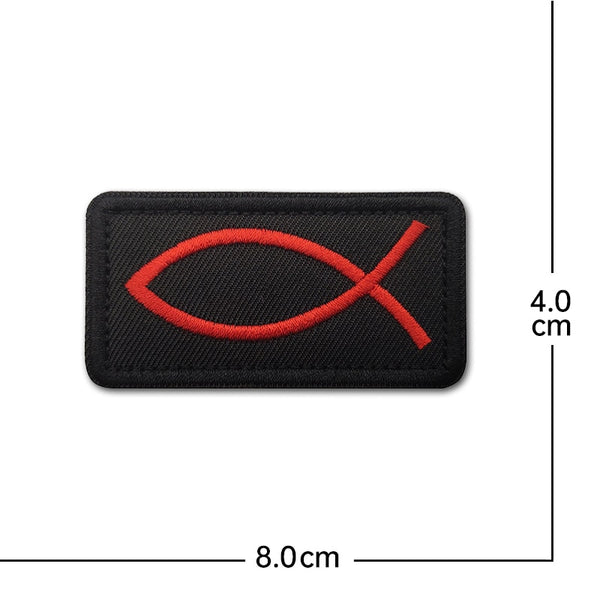 Ichthys Symbol Embroidered Velcro Patch