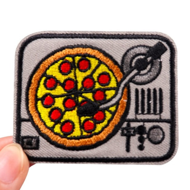 Turntable Pizza Embroidered Patch