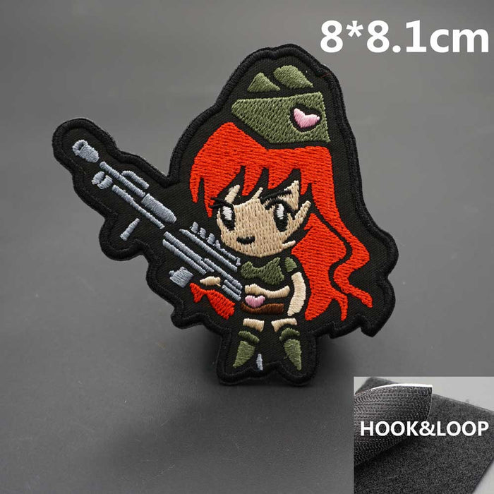 Cute 'Tactical Gun Girl | Standing' Embroidered Velcro Patch