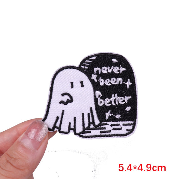 Halloween 'White Ghost | Never Been Better' Embroidered Patch