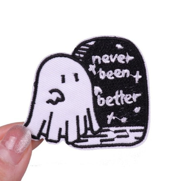 Halloween 'White Ghost | Never Been Better' Embroidered Patch