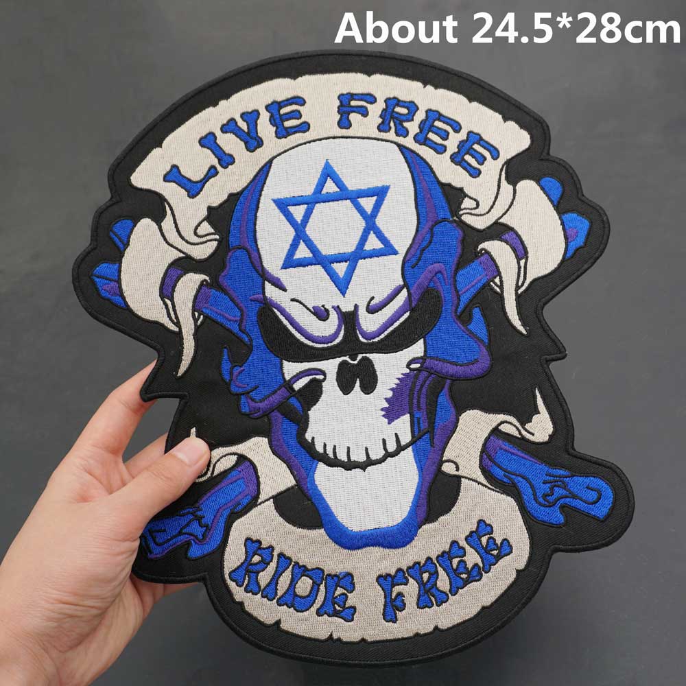 Skull 'Live And Ride Free | Israel Flag' Embroidered Patch