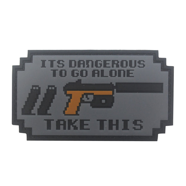 Its Dangerous To Go Alone 'Pistol Gun' PVC Rubber Velcro Patch