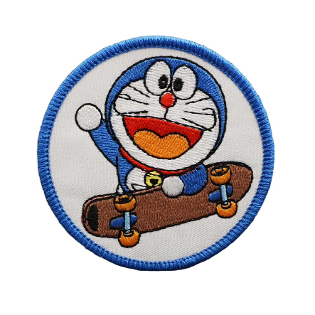 Doraemon 'Skateboard | Round' Embroidered Patch