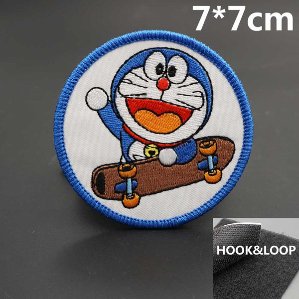 Doraemon 'Skateboard | Round' Embroidered Velcro Patch