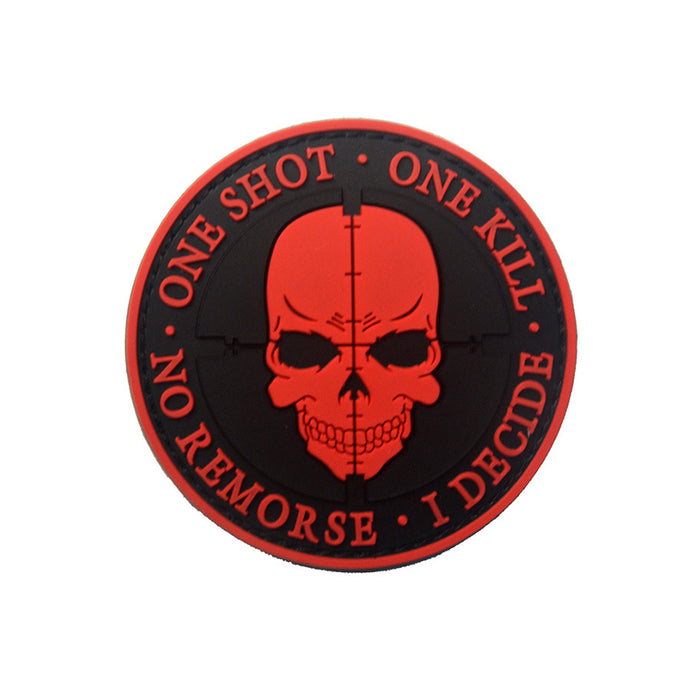 Skull 'One Shot One Kill No Remorse I Decide | 2.0' PVC Rubber Velcro Patch