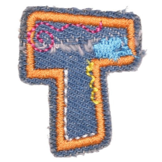 Letter T 'Denim Letter' Embroidered Patch
