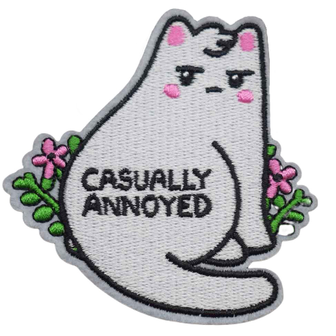 White Cat 'Casually Annoyed' Embroidered Patch