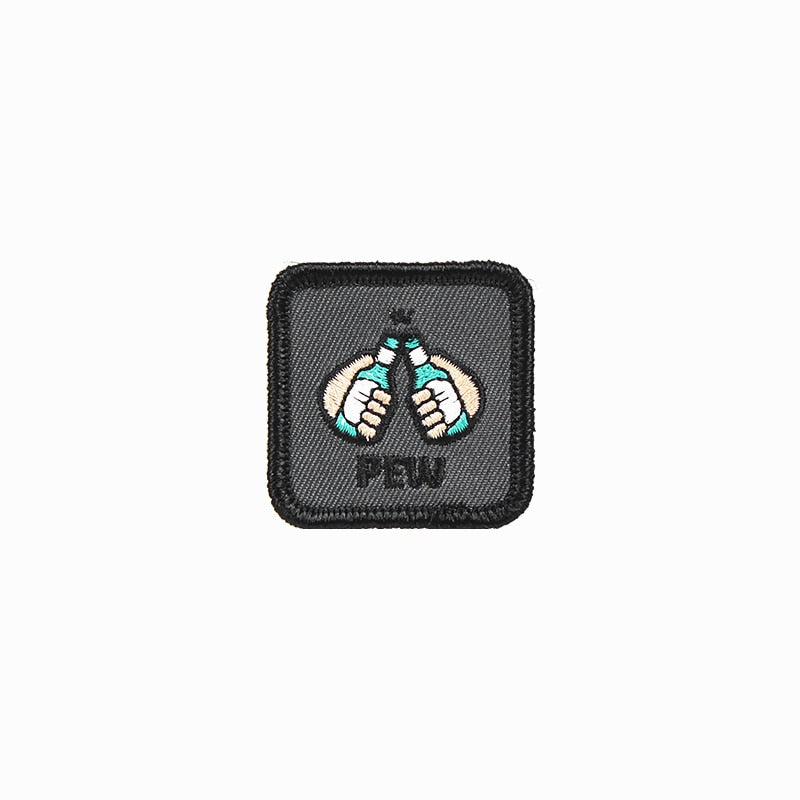 Drinks 'Pew | Beer Bottle Toast' Embroidered Velcro Patch