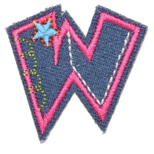 Letter W 'Denim Letter' Embroidered Patch