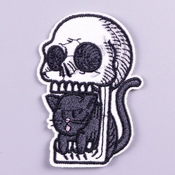 Black Cat 'Inside Skull Mouth' Embroidered Patch