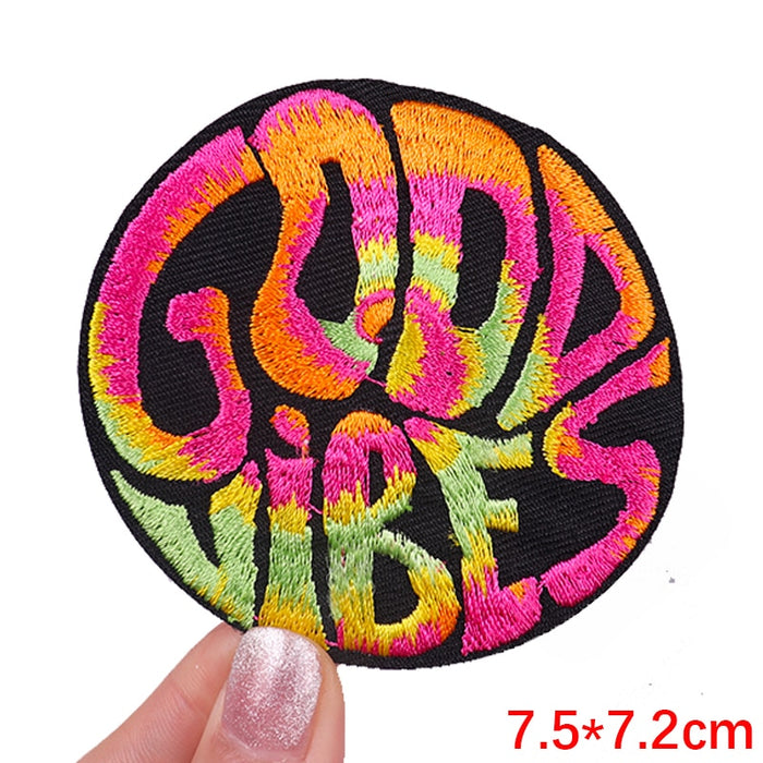 Cute 'Good Vibes | 1.0' Embroidered Patch