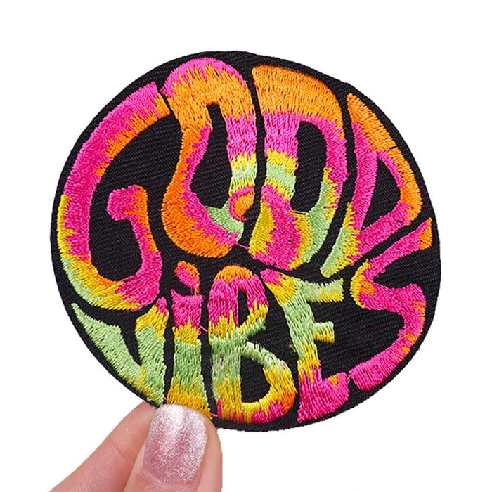 Cute 'Good Vibes | 1.0' Embroidered Patch