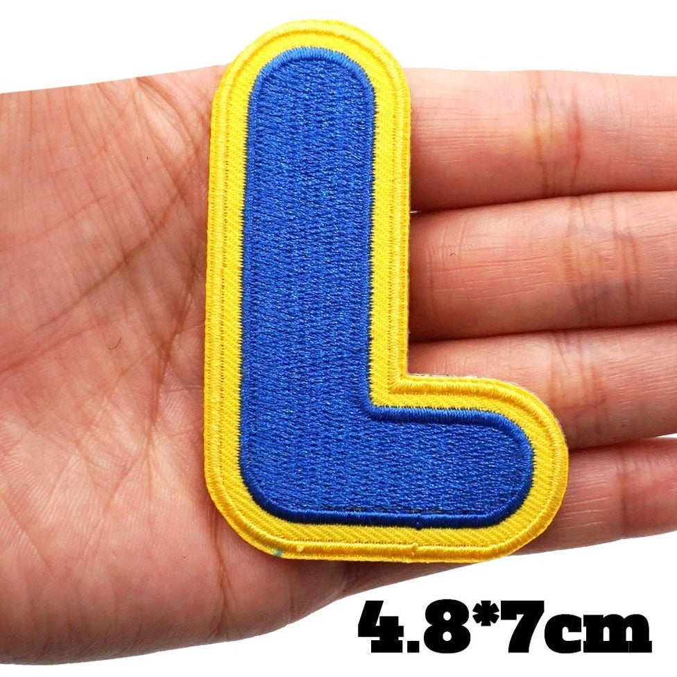 Big Letter L 'Yellow and Blue' Embroidered Patch