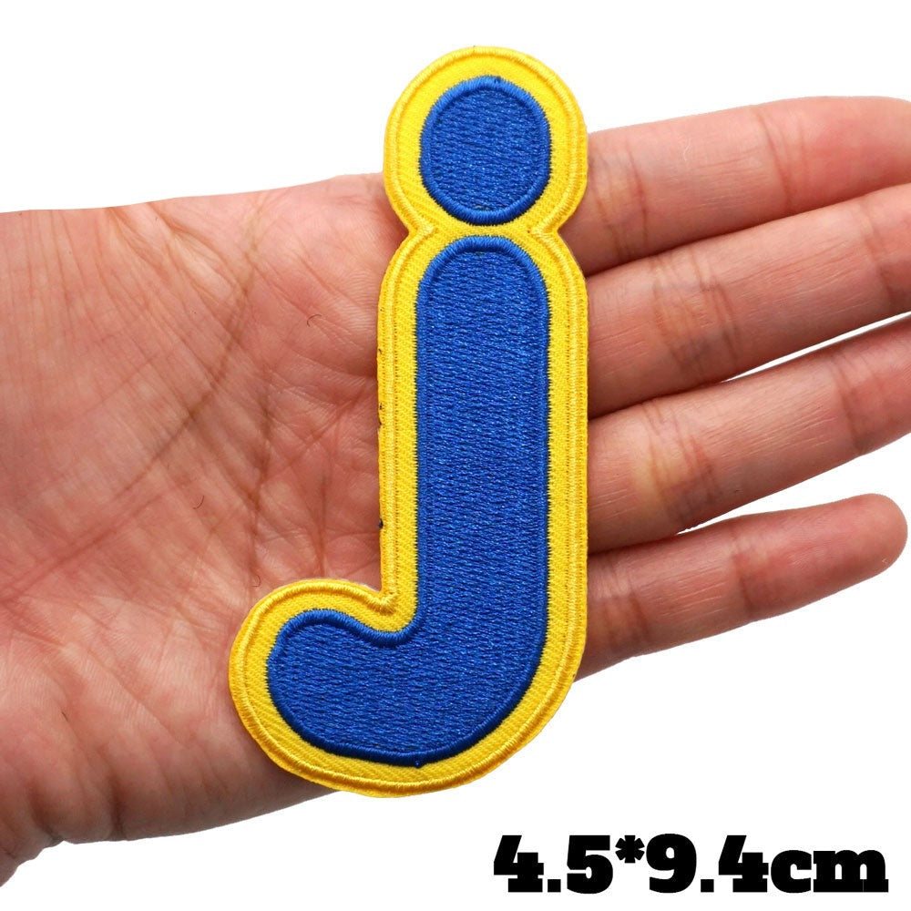 Small Letter J 'Yellow and Blue' Embroidered Patch