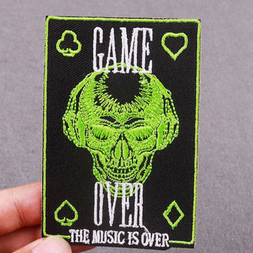 Skull 'Game Over Card | The Music Is Over' Embroidered Patch