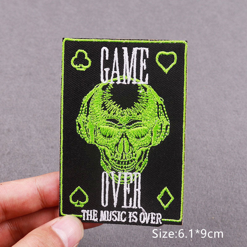 Skull 'Game Over Card | The Music Is Over' Embroidered Patch