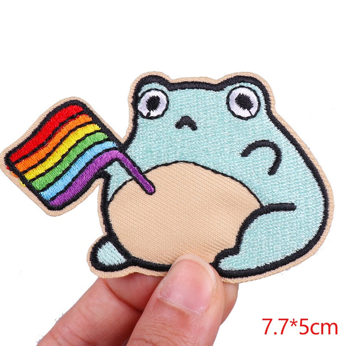 Cute Frog 'LGBT Pride Flag' Embroidered Patch