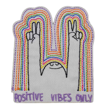 Cute 'Positive Vibes Only | Peace Sign' Embroidered Patch