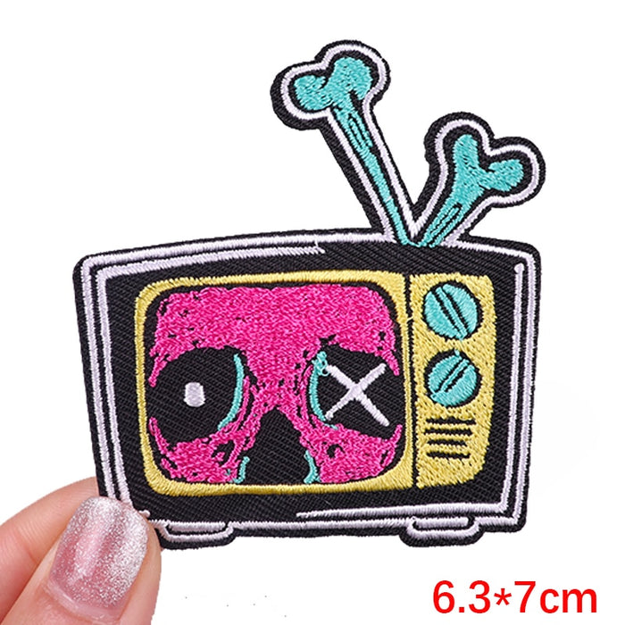 Cool 'Skull TV' Embroidered Patch