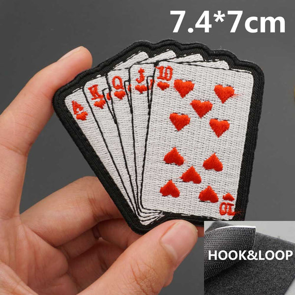 Playing Cards 'Hearts' Embroidered Velcro Patch